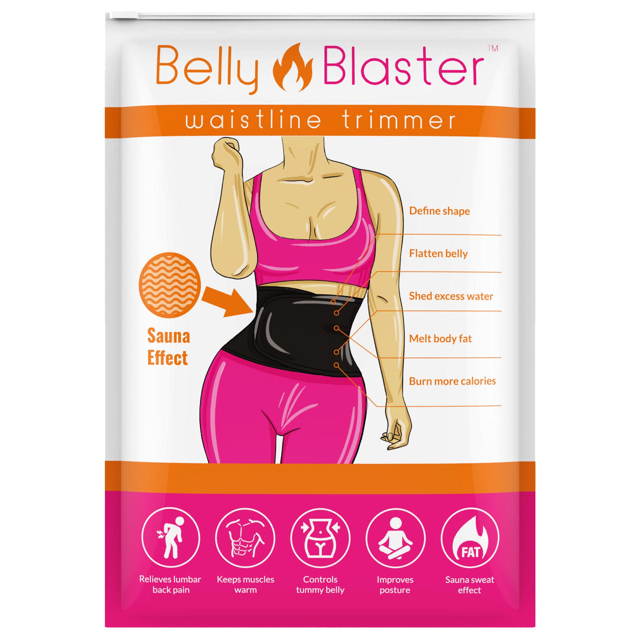 SkinnyBoost Belly Blaster Waistline Trimmer Belt- Sweat Waist